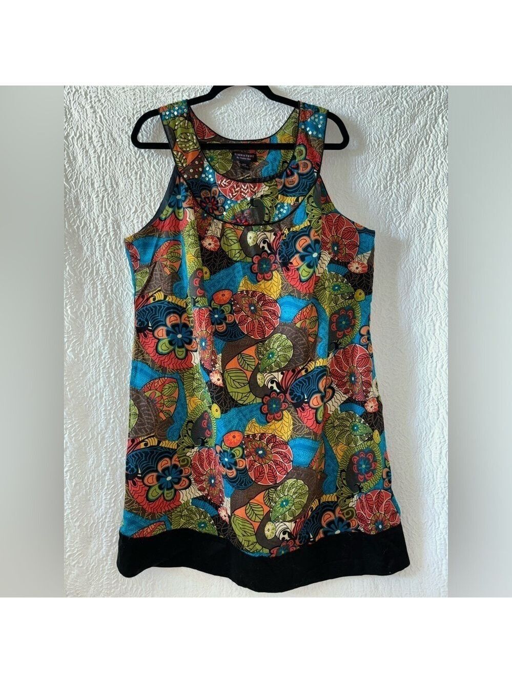 Signature by Robbie Bee Sleeveless Scoop Neck Floral Print Beaded Midi Dress